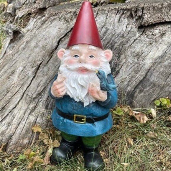 Gnome with Bird Yard Statue Decoration Tall Outdoor Garden Gnome - Picture 1 of 1